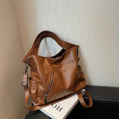 Vintage Large Capacity Handbag Women's PU Leather Crossbody Purse