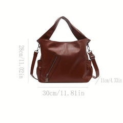 Vintage Large Capacity Handbag Women's PU Leather Crossbody Purse