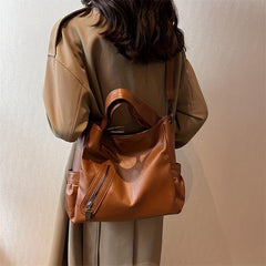 Vintage Large Capacity Handbag Women's PU Leather Crossbody Purse
