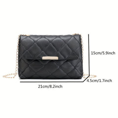 Quilted Chain Crossbody Bag Flap Square Purse For Women PU Leather Shoulder Bag