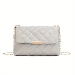 Quilted Chain Crossbody Bag Flap Square Purse For Women PU Leather Shoulder Bag