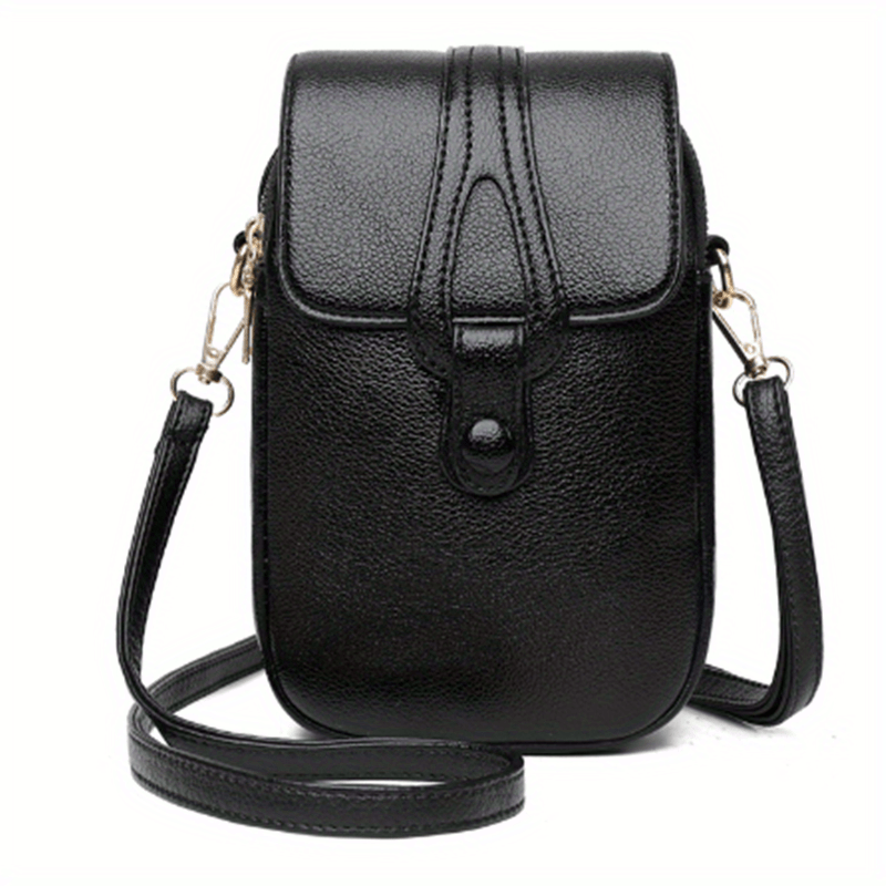 Flap Zipper Shoulder Bag Faux Leather Crossbody Bag