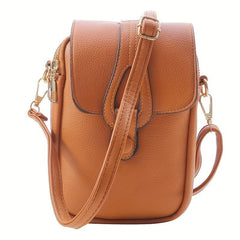 Flap Zipper Shoulder Bag Faux Leather Crossbody Bag