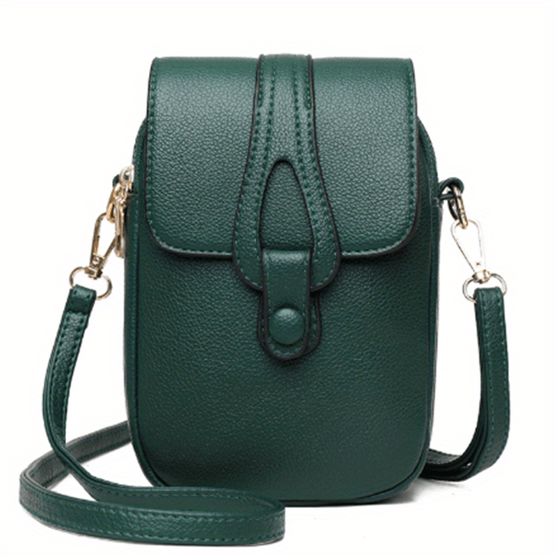 Flap Zipper Shoulder Bag Faux Leather Crossbody Bag