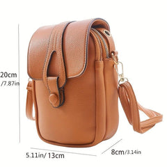 Flap Zipper Shoulder Bag Faux Leather Crossbody Bag