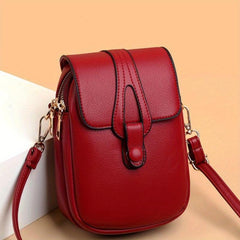 Flap Zipper Shoulder Bag Faux Leather Crossbody Bag