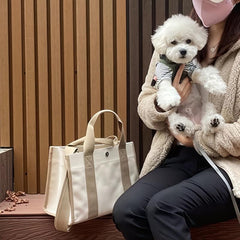 2pcs Shoulder Bag Set Crossbody Handbag Canvas Double Handle Shopping Bag