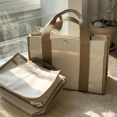 2pcs Shoulder Bag Set Crossbody Handbag Canvas Double Handle Shopping Bag