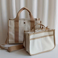 2pcs Shoulder Bag Set Crossbody Handbag Canvas Double Handle Shopping Bag