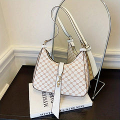 Print Zipper Shoulder Bag Faux Leather Crossbody Handbag