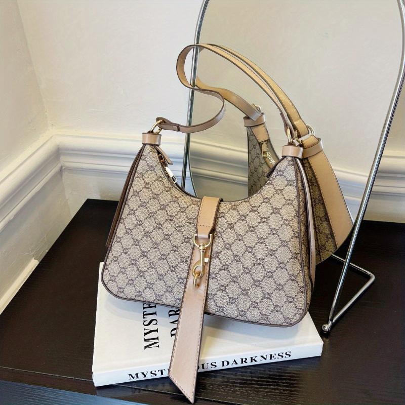 Print Zipper Shoulder Bag Faux Leather Crossbody Handbag