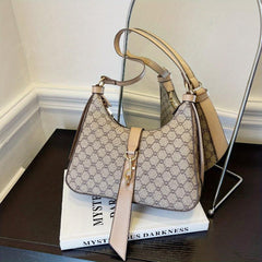 Print Zipper Shoulder Bag Faux Leather Crossbody Handbag