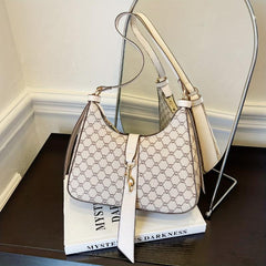 Print Zipper Shoulder Bag Faux Leather Crossbody Handbag