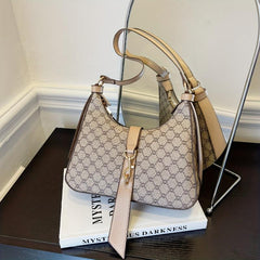 Print Zipper Shoulder Bag Faux Leather Crossbody Handbag