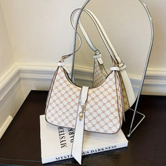 Print Zipper Shoulder Bag Faux Leather Crossbody Handbag