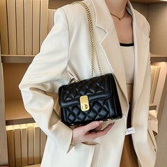 Quilted Shoulder Bag Turn Lock Chain Flap Crossbody Bag