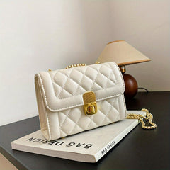 Quilted Shoulder Bag Turn Lock Chain Flap Crossbody Bag