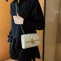 Quilted Shoulder Bag Turn Lock Chain Flap Crossbody Bag