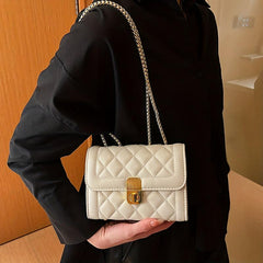 Quilted Shoulder Bag Turn Lock Chain Flap Crossbody Bag