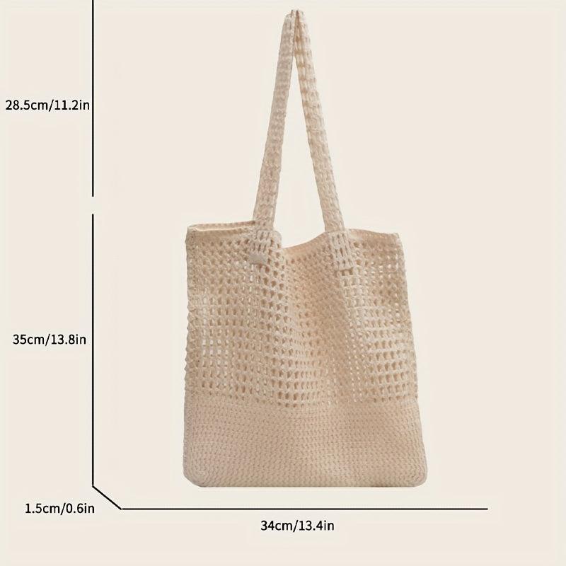 Hollow Out Crochet Bag Literary Shoulder Bag Knitted Tote Bag