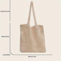 Hollow Out Crochet Bag Literary Shoulder Bag Knitted Tote Bag