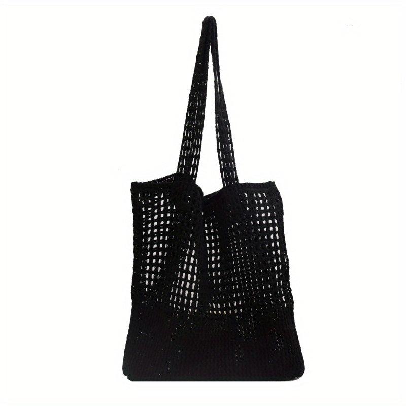 Hollow Out Crochet Bag Literary Shoulder Bag Knitted Tote Bag