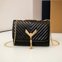 Rhinestone V Tassel Shoulder Bag Small Crossbody Chain Bag