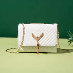 Rhinestone V Tassel Shoulder Bag Small Crossbody Chain Bag