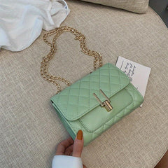 Quilted Metal Chain Crossbody Bag Classic Shoulder Bag