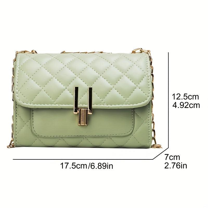 Quilted Metal Chain Crossbody Bag Classic Shoulder Bag