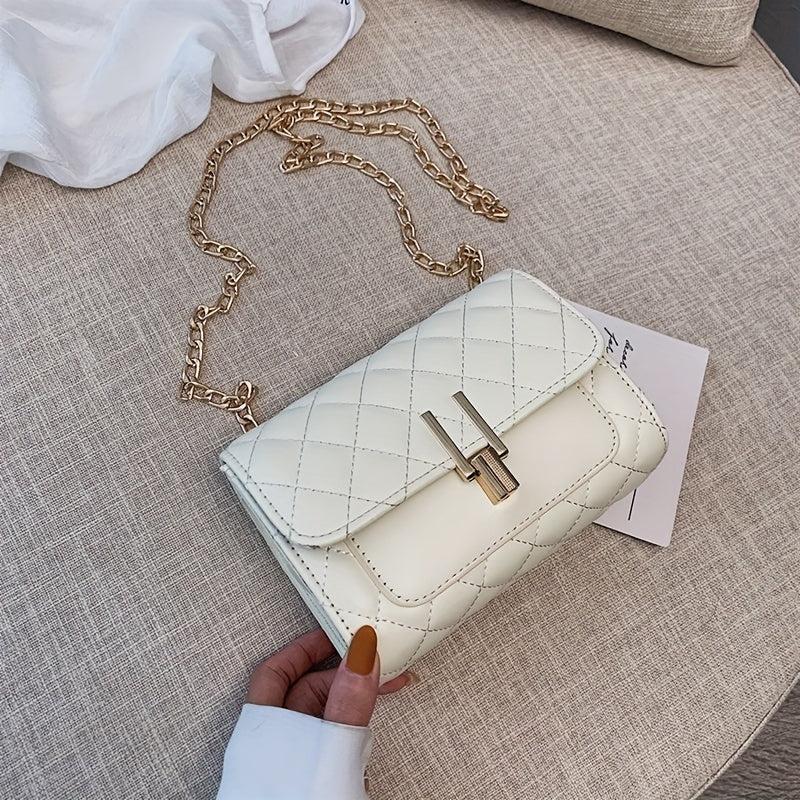 Quilted Metal Chain Crossbody Bag Classic Shoulder Bag