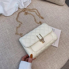 Quilted Metal Chain Crossbody Bag Classic Shoulder Bag
