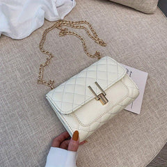 Quilted Metal Chain Crossbody Bag Classic Shoulder Bag
