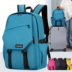Large Capacity Buckle Backpack Durable Nylon Zipper Knapsack