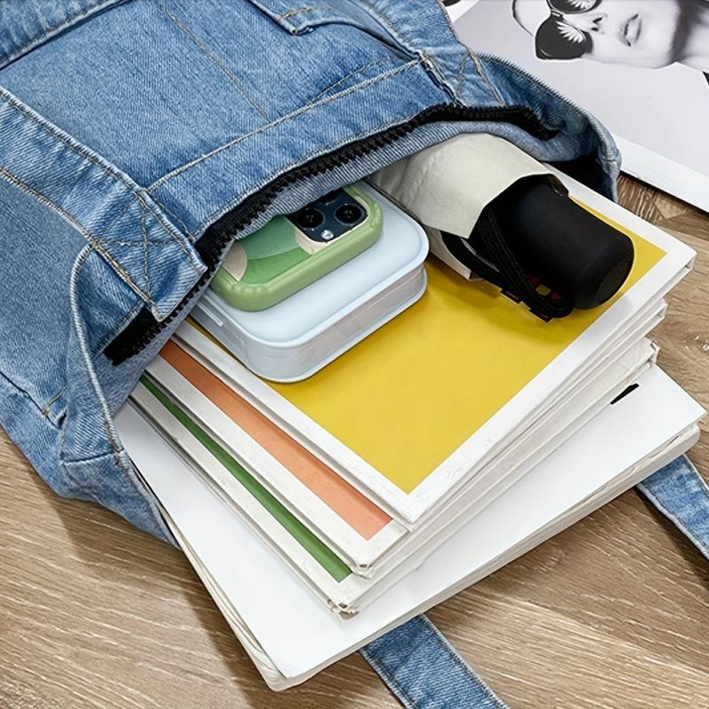 Denim Shoulder Bag Stylish Handbag Work Bag