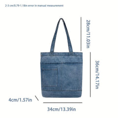 Denim Shoulder Bag Stylish Handbag Work Bag