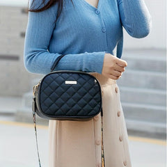 Argyle Embossed Shoulder Bag Faux Leather Waterproof Crossbody Bag