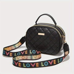Argyle Embossed Shoulder Bag Faux Leather Waterproof Crossbody Bag