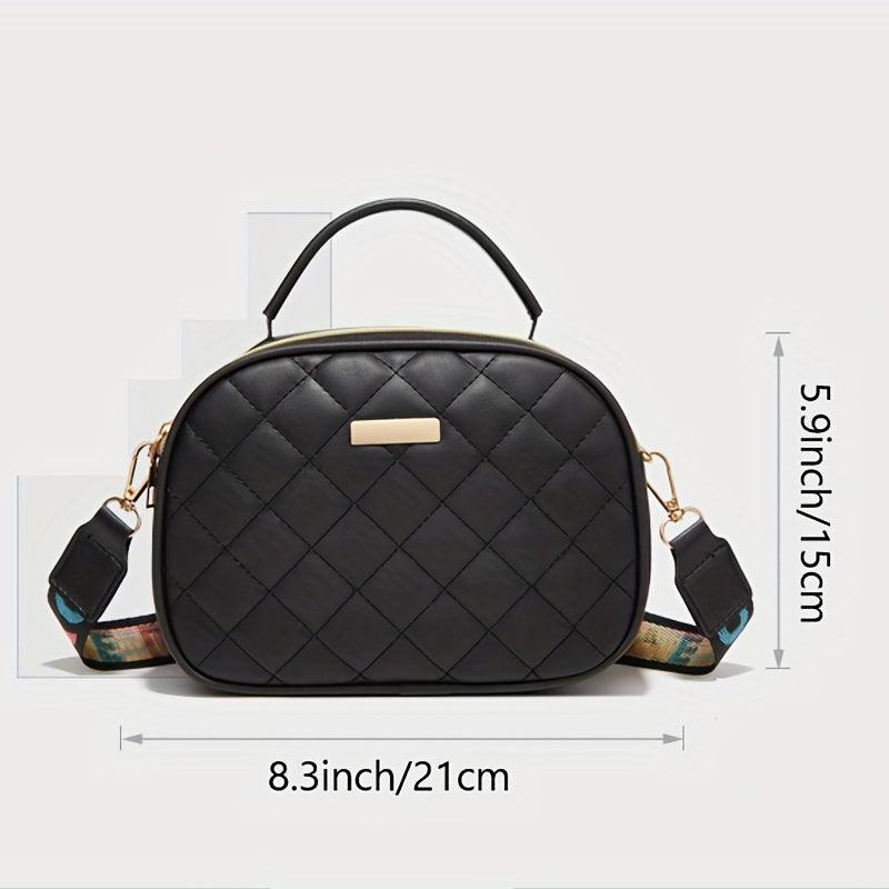 Argyle Embossed Shoulder Bag Faux Leather Waterproof Crossbody Bag