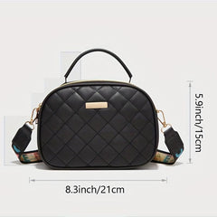Argyle Embossed Shoulder Bag Faux Leather Waterproof Crossbody Bag