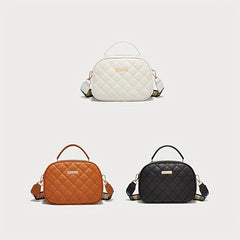 Argyle Embossed Shoulder Bag Faux Leather Waterproof Crossbody Bag