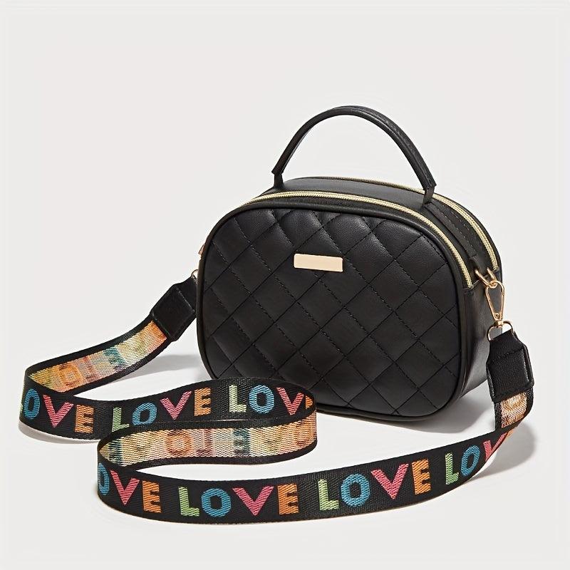 Argyle Embossed Shoulder Bag Faux Leather Waterproof Crossbody Bag
