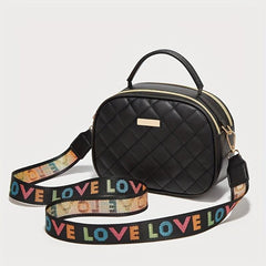 Argyle Embossed Shoulder Bag Faux Leather Waterproof Crossbody Bag