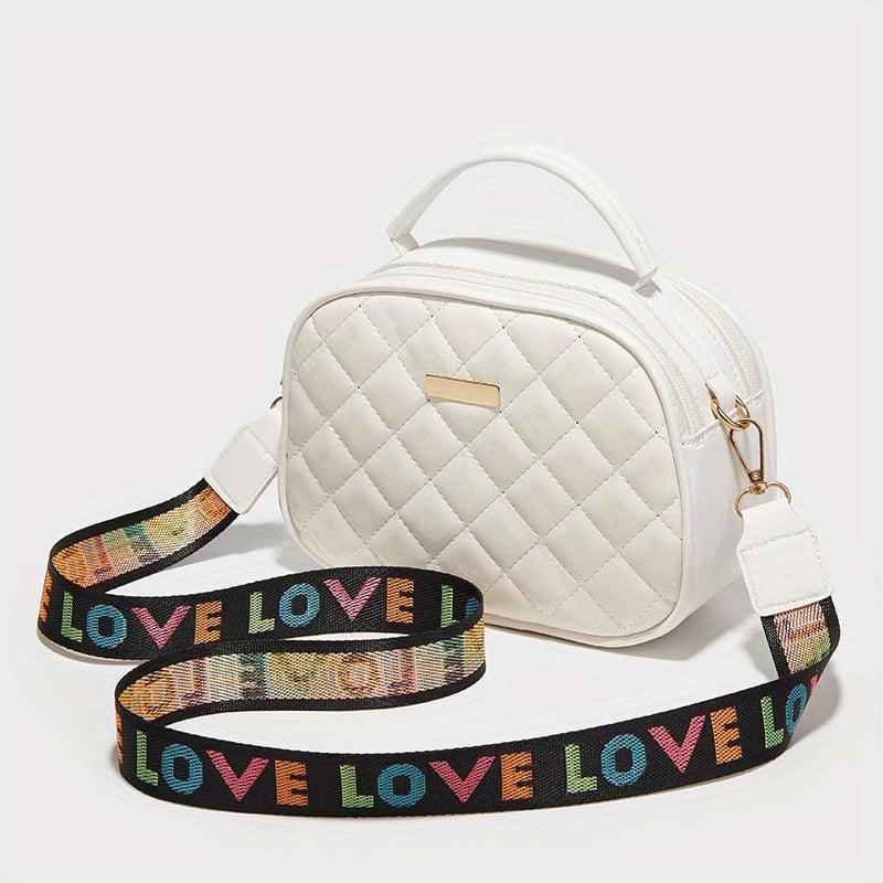 Argyle Embossed Shoulder Bag Faux Leather Waterproof Crossbody Bag