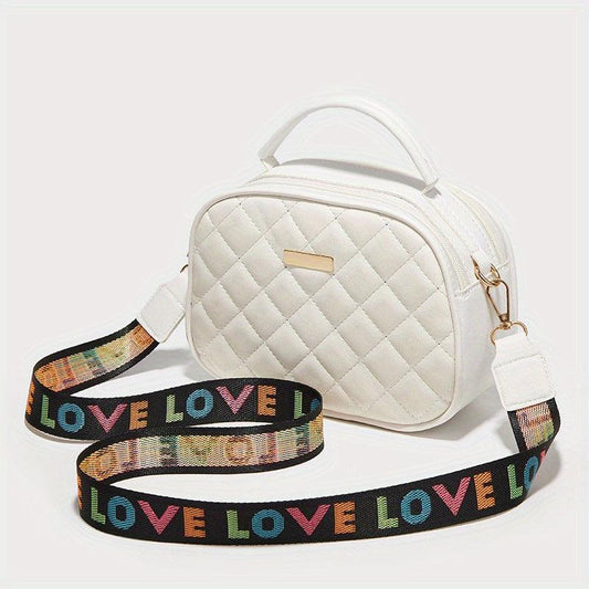 Argyle Embossed Shoulder Bag Faux Leather Waterproof Crossbody Bag