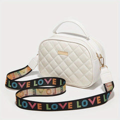 Argyle Embossed Shoulder Bag Faux Leather Waterproof Crossbody Bag