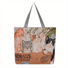 Vintage Embroidered Tote Bag Animal Pattern Canvas Shoulder Bag
