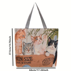 Vintage Embroidered Tote Bag Animal Pattern Canvas Shoulder Bag