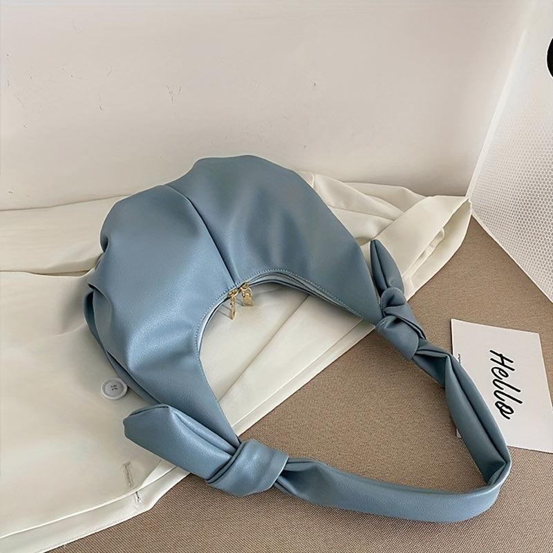 Cloud Ruched Crescent Bag Underarm Shoulder Purse For Women