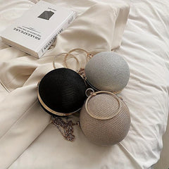 Glitter Circle Evening Bag Rhinestone Ring Clutch Purse Chain Handbag